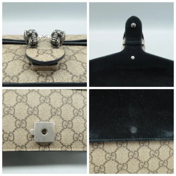 100% Authentic GUCCI Dionysus Brown Canvas Shoulder Bag - Picture 6 of 11